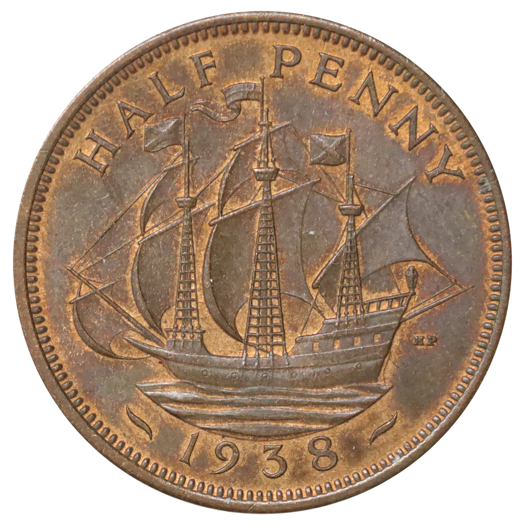 Great Britain 1938 1/2 Penny AU-UNC (AU55)