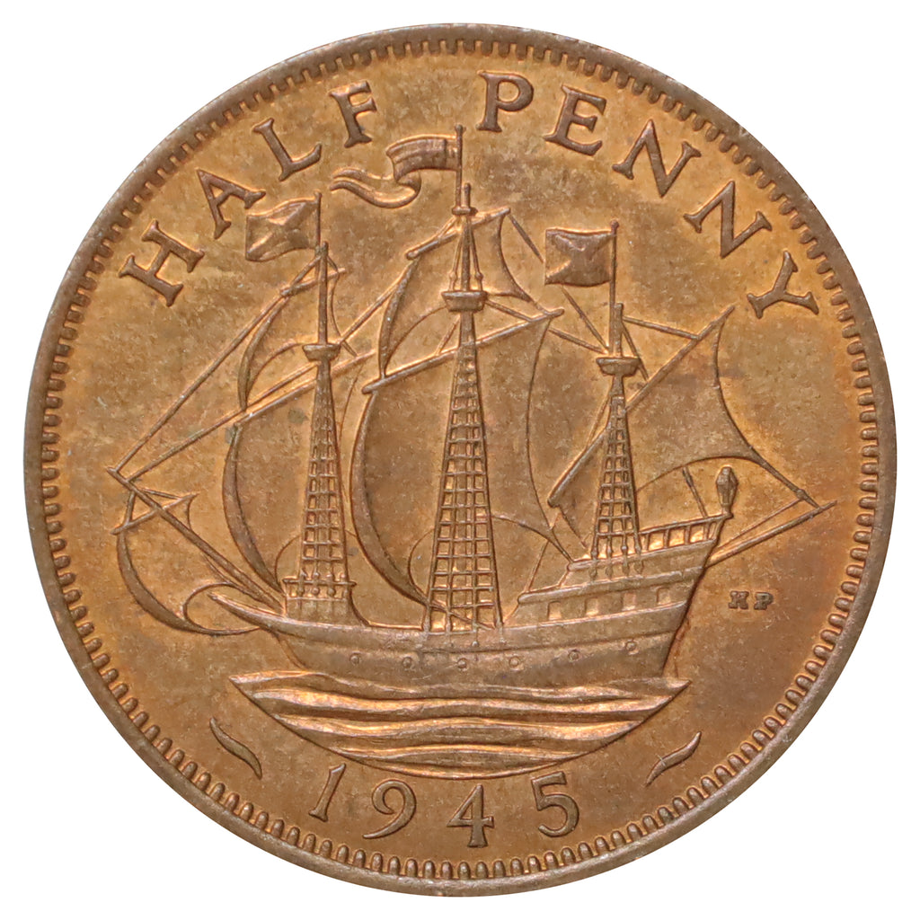 Great Britain 1945 1/2 Penny Uncirculated (MS60)