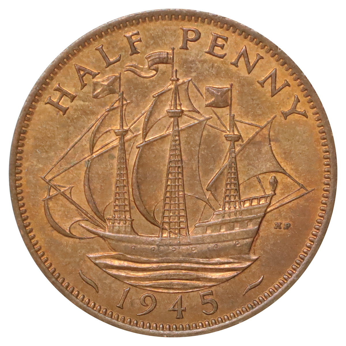 Great Britain 1945 1/2 Penny Uncirculated (MS60)
