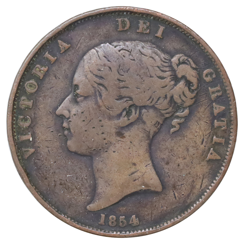 Great Britain 1854 Ornamental Trident Penny Fine (F12)