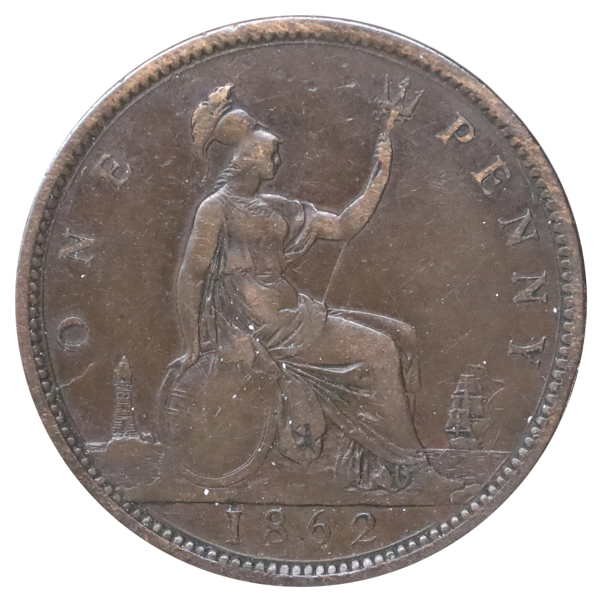 Great Britain 1862 Penny F-VF (F15)