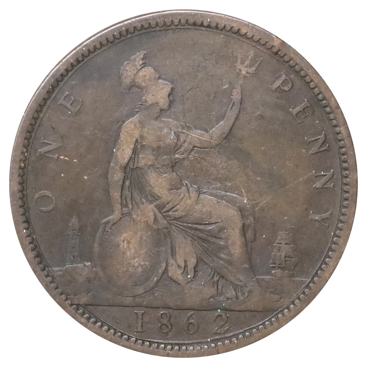 Great Britain 1862 Penny Fine (F12)