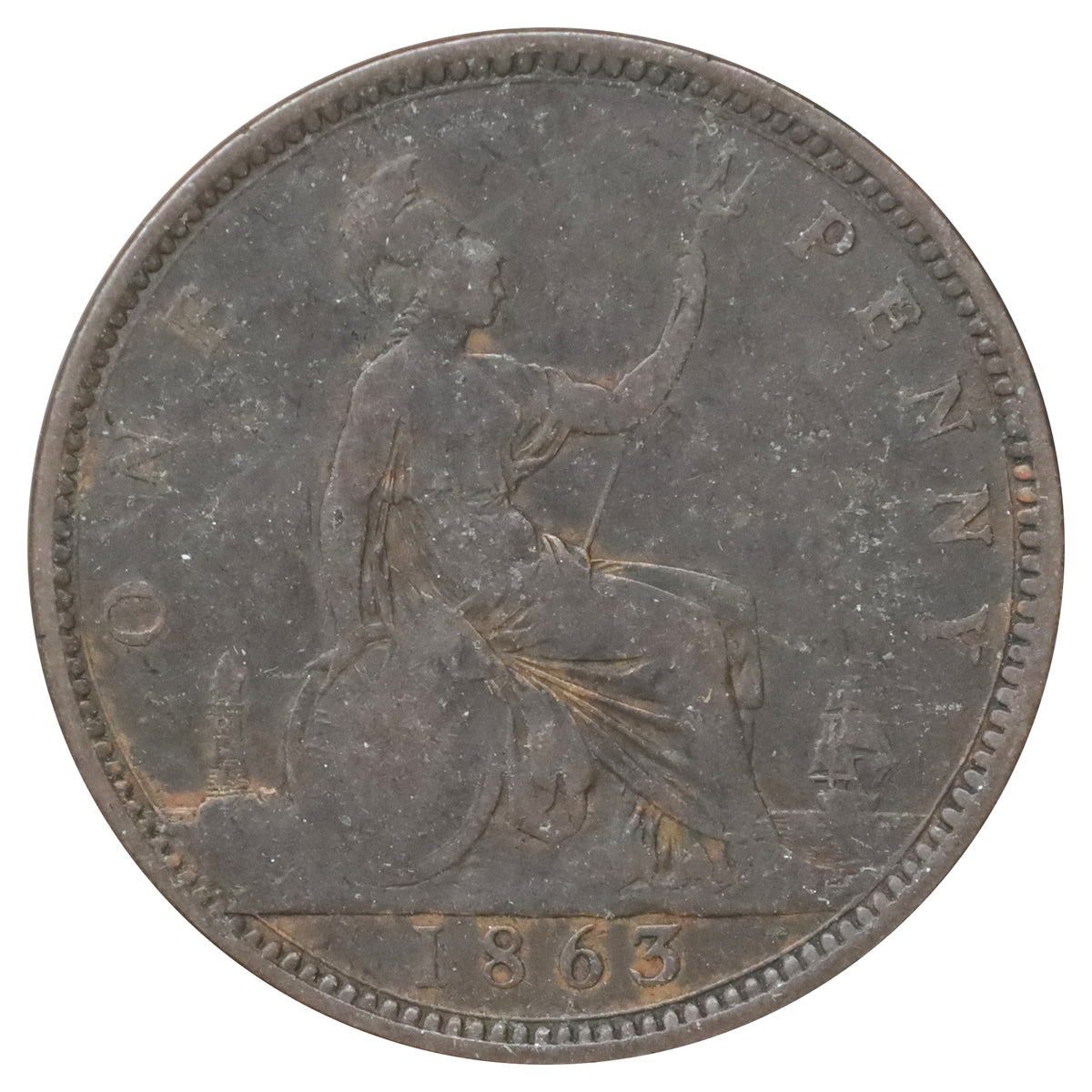 Great Britain 1863 Penny Very Good (VG8)