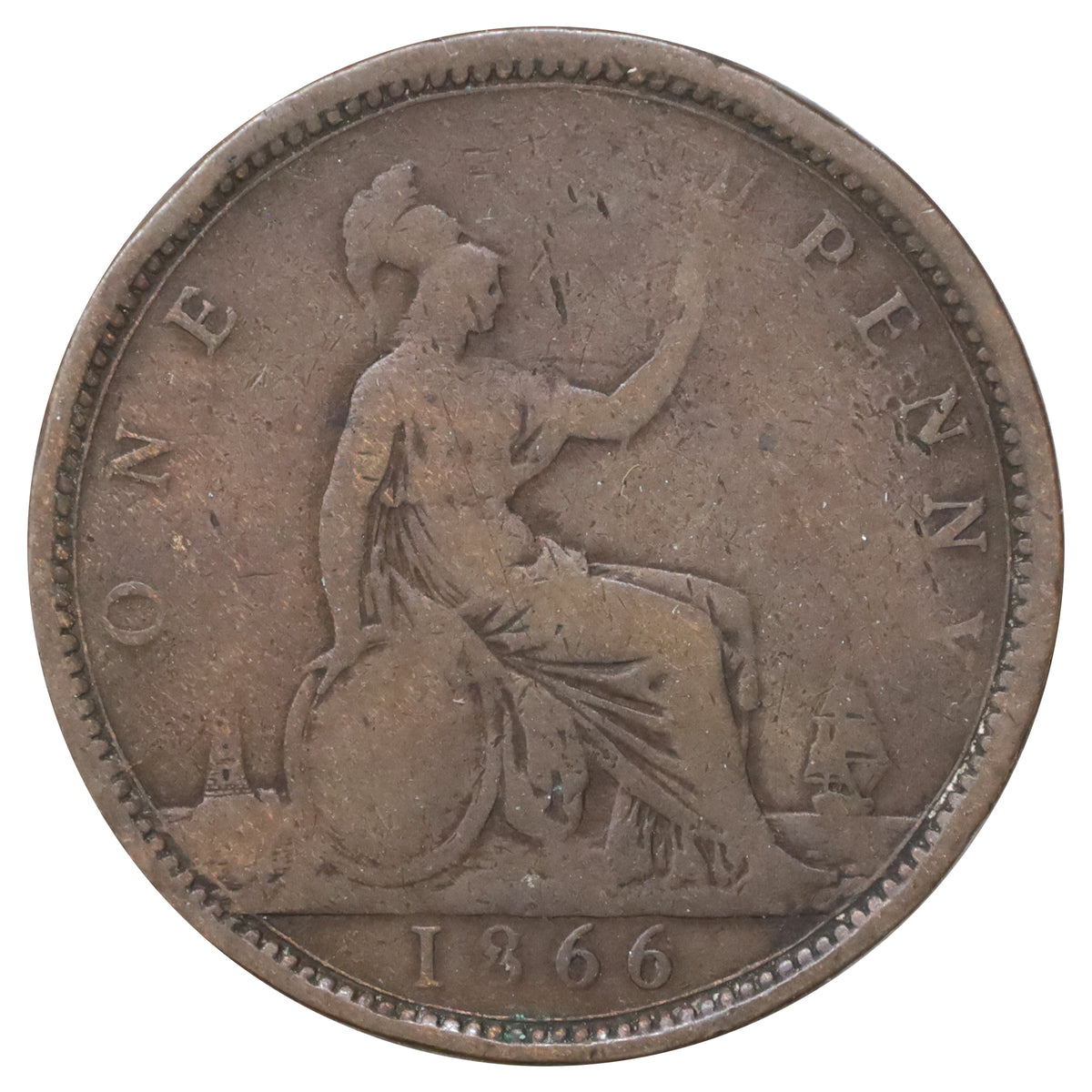 Great Britain 1866 Penny Very Good (VG8)