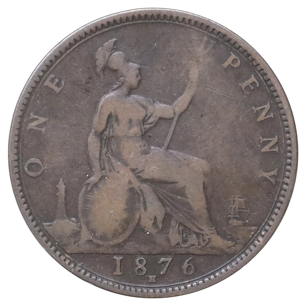 Great Britain 1876H Wide Date Penny Fine (F12)