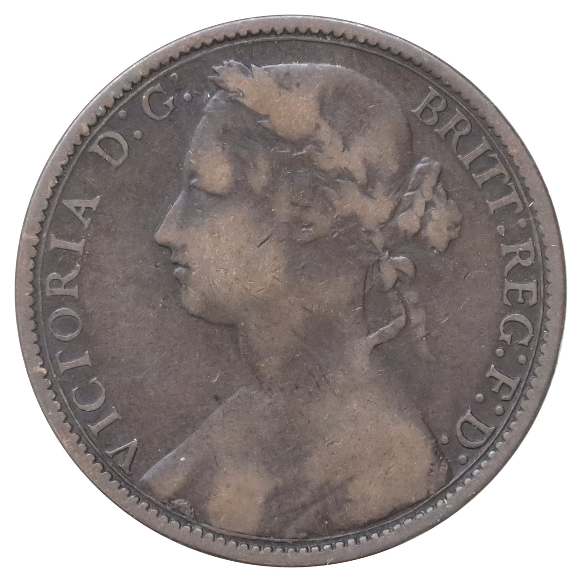 Great Britain 1876H Wide Date Penny Fine (F12)