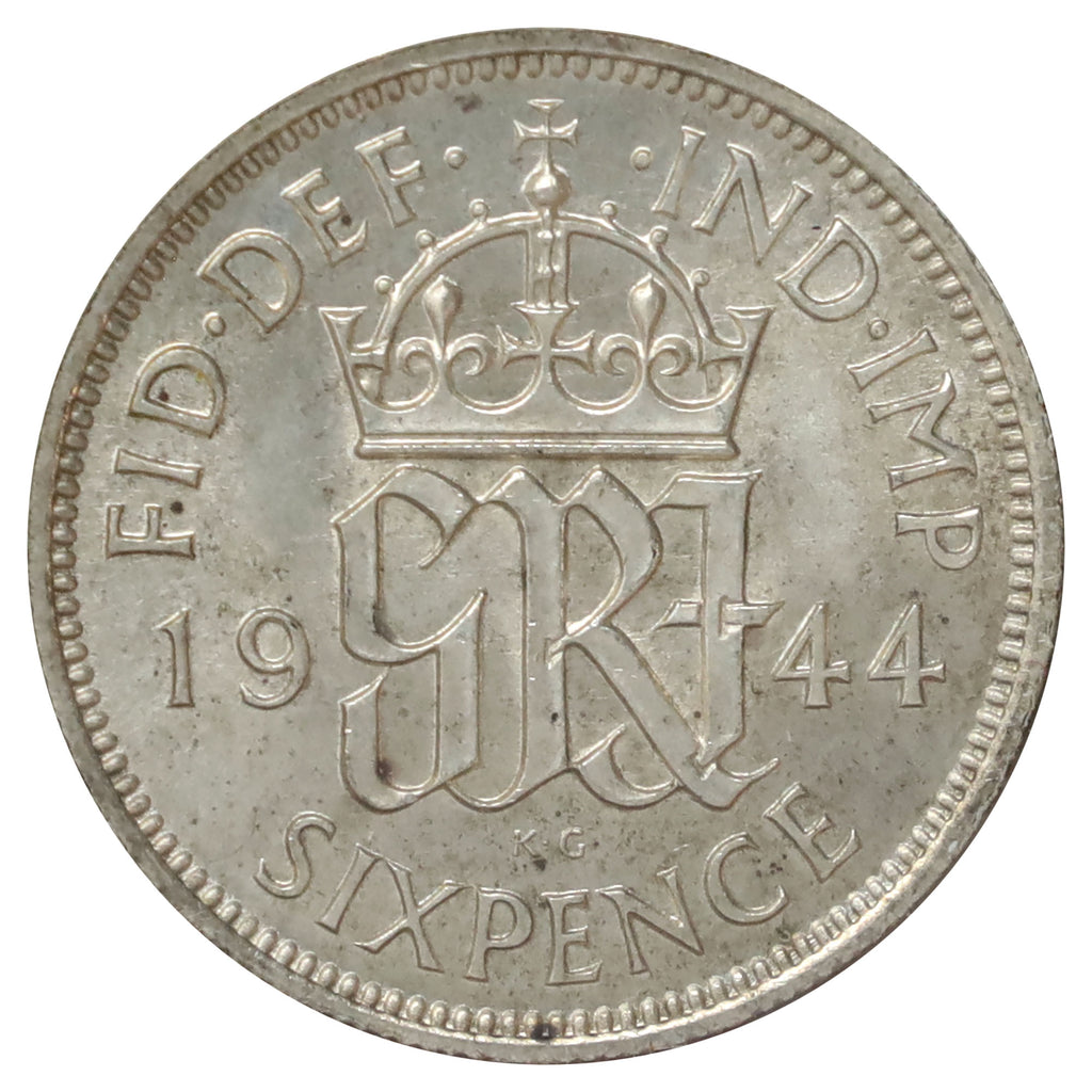 Great Britain 1944 6 Pence Almost Uncirculated (AU50)