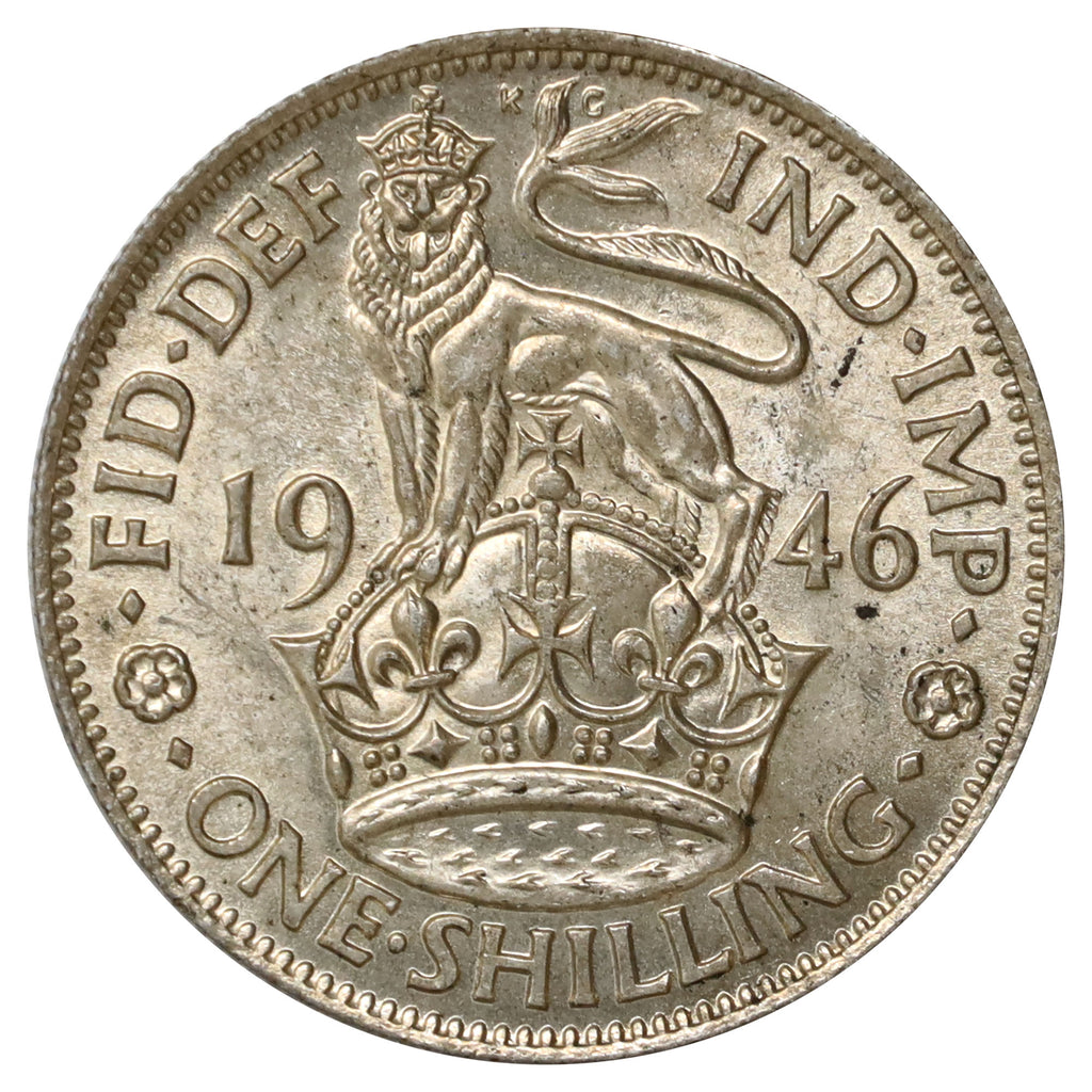 Great Britain 1946 English Crest Shilling Almost Uncirculated (AU50)