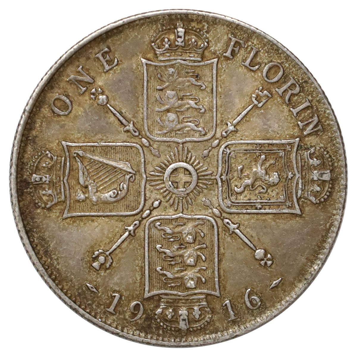 Great Britain 1916 Florin Extra Fine (EF40)