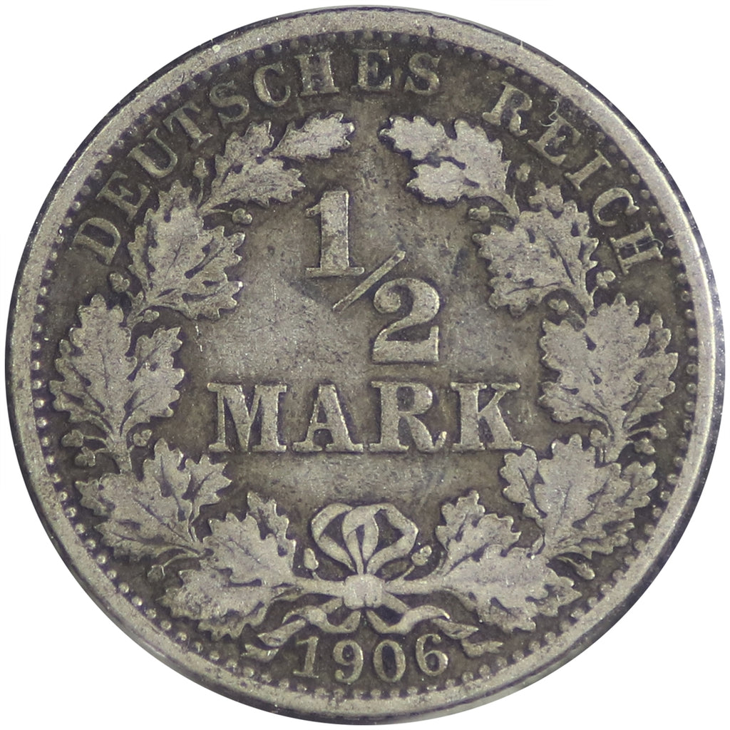 German Empire 1906J 1/2 Mark Very Fine (VF20)