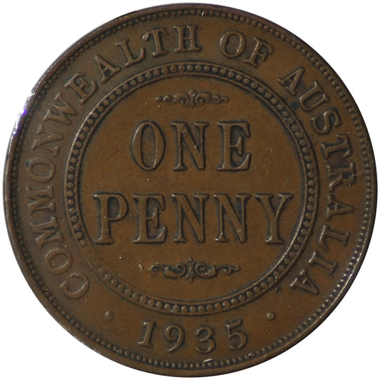 Australia 1935M Penny Extra Fine (EF-40) Scratched