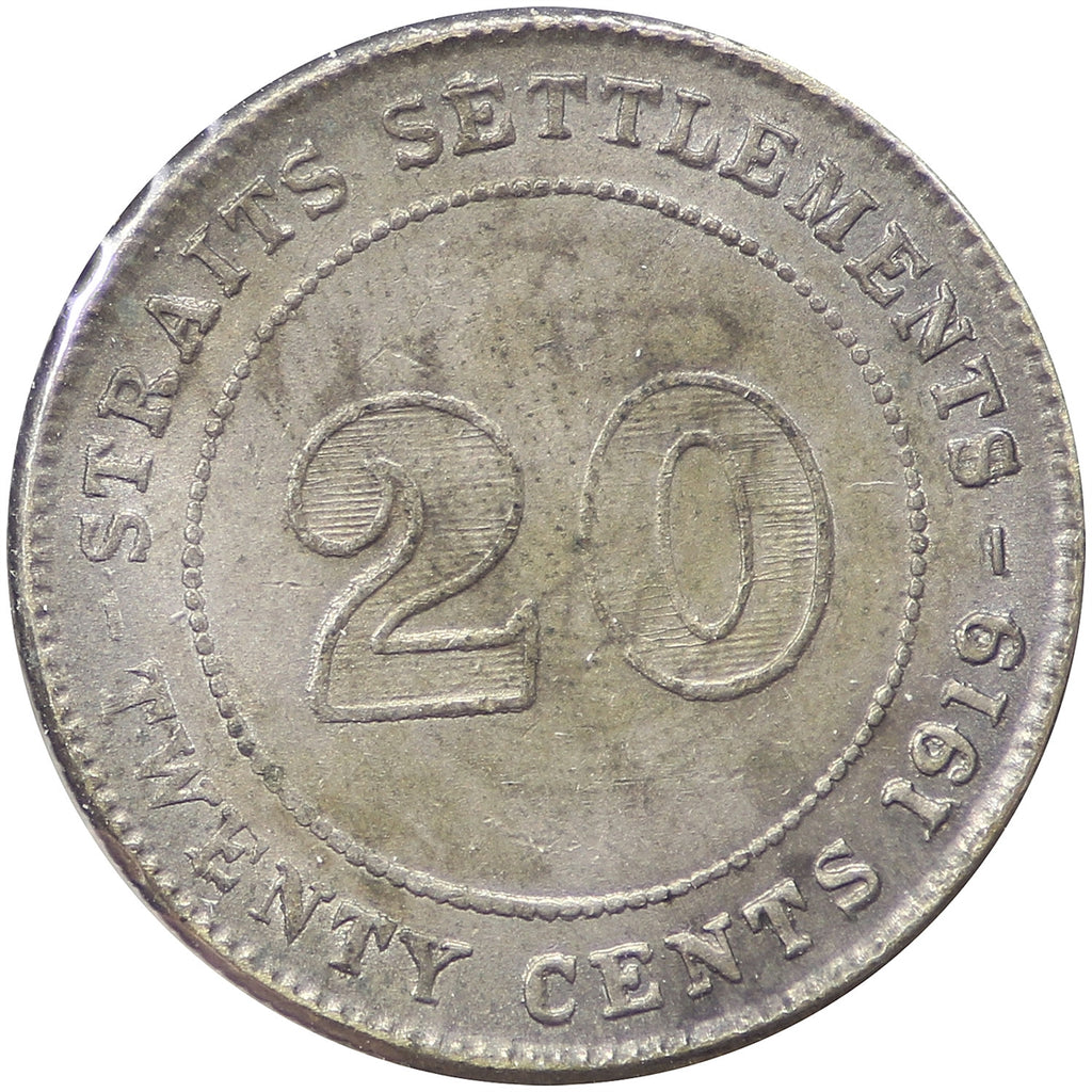 Straits Settlements 1919 20 Cents VF-EF (VF30)