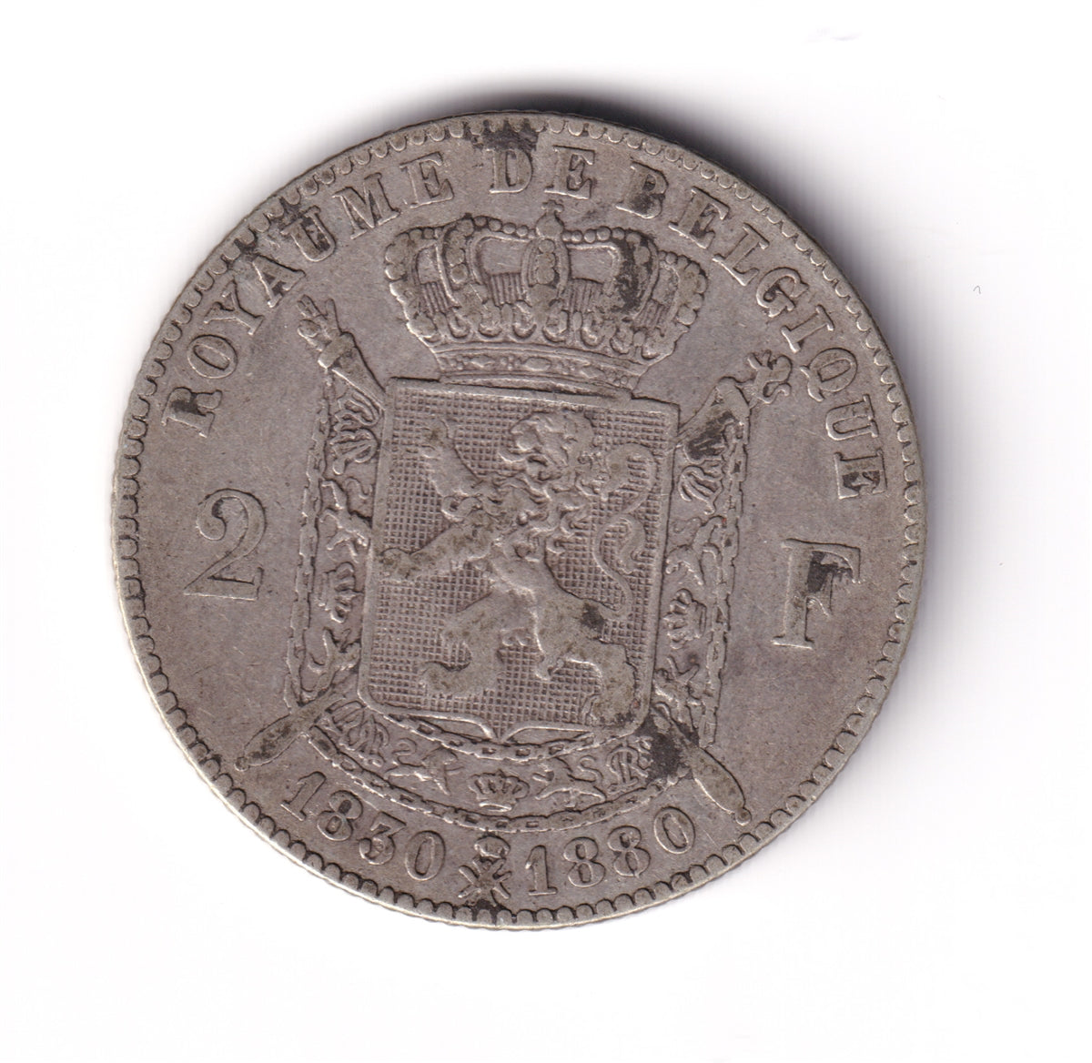 Belgium 1880 2 Francs Extra Fine (EF-40) $