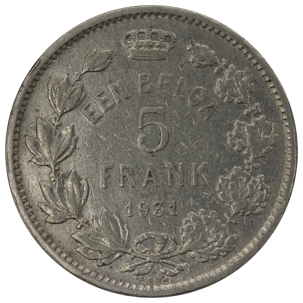 Belgium 1931 Dutch 5 Francs Extra Fine (EF40)