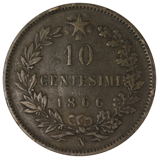 Italy 1866N 10 Centesimi Very Fine (VF-20)