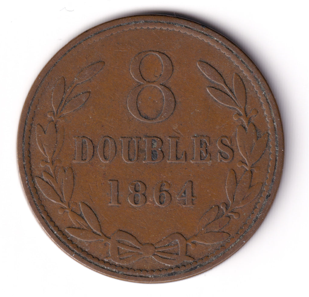Guernsey 1864 8 Doubles Extra Fine (EF40) $