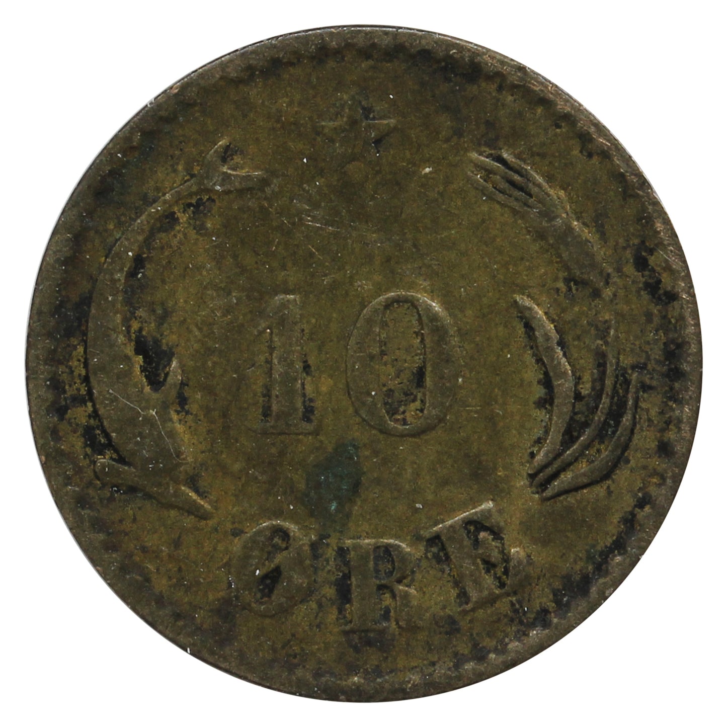 Denmark 1875H-CS 10 Ore Very Fine (VF20)