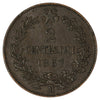 Italy 1867M 2 Centesimi Almost Uncirculated (AU50)