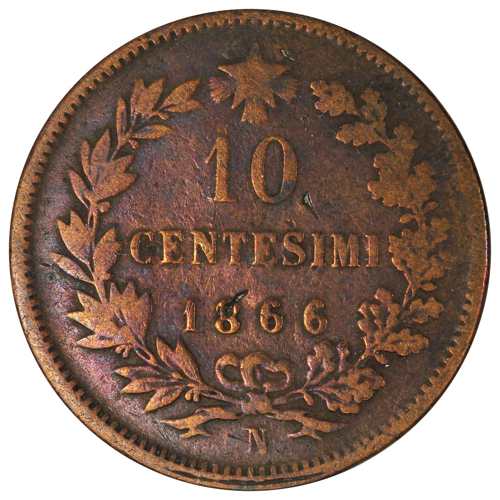 Italy 1866N 10 Centesimi VF-EF (VF30)