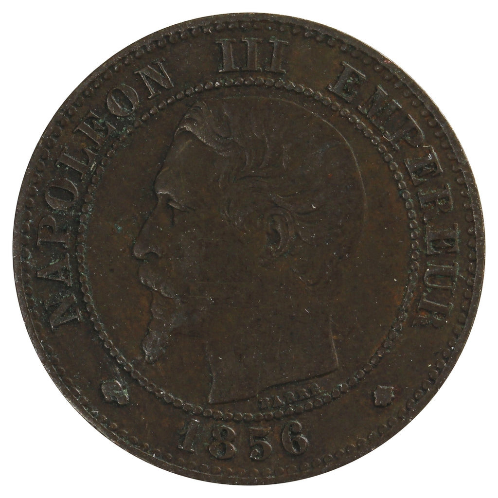 France 1856BB 2 Centimes Almost Uncirculated (AU50)