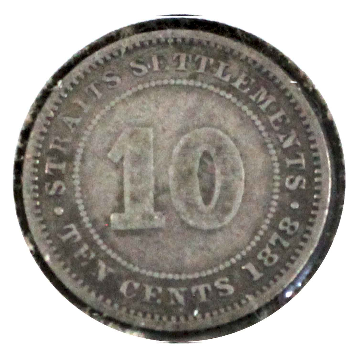 Straits Settlements 1878 10 Cents Fine (F12)