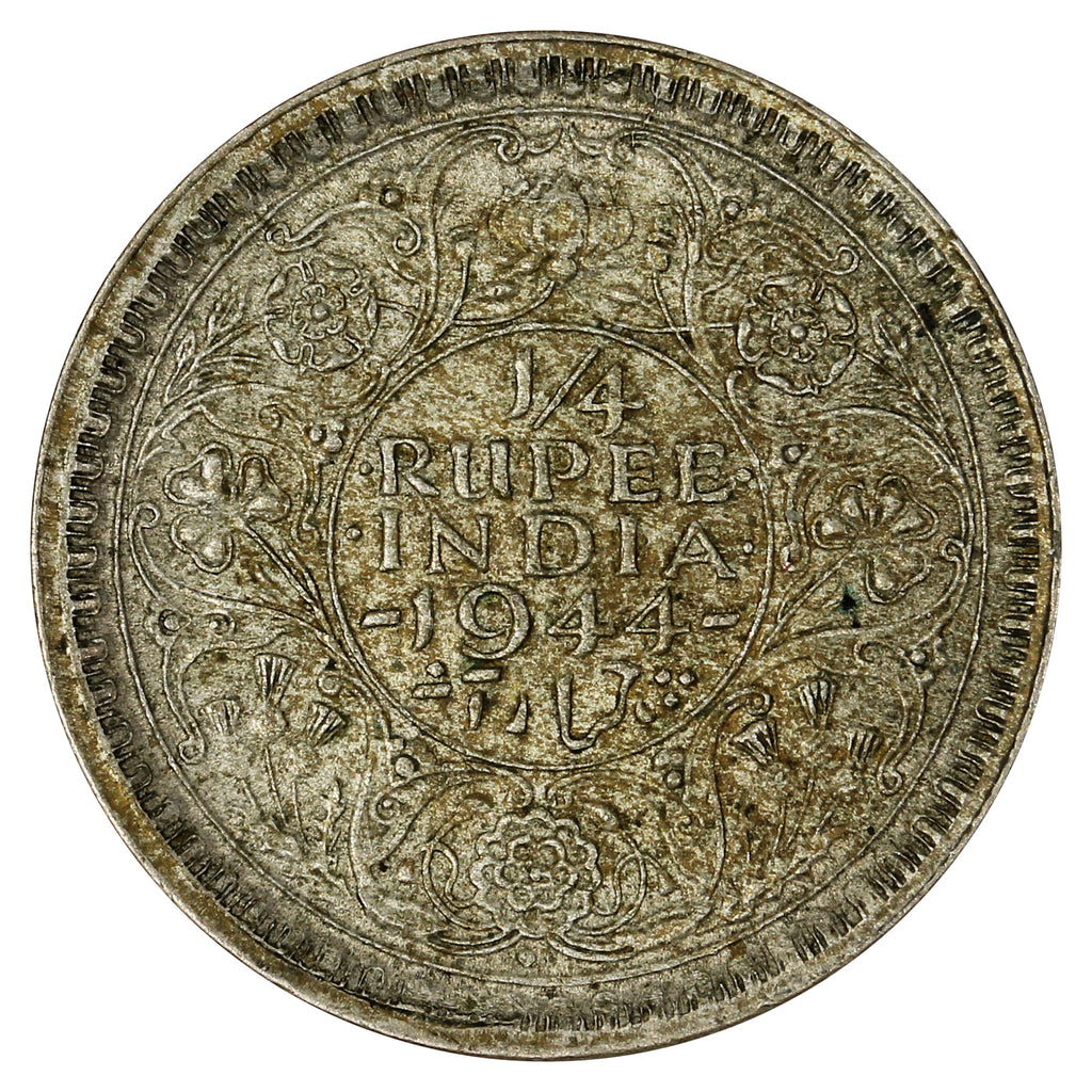 India 1944 1/4 Rupee Almost Uncirculated (AU50)