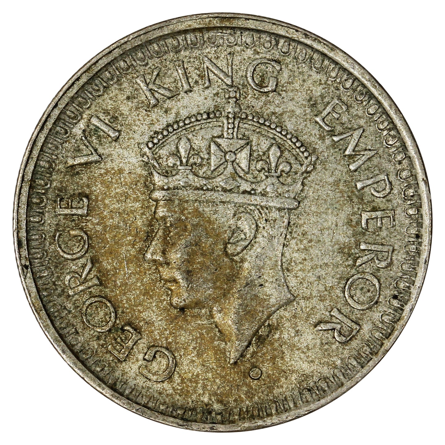 India 1944 1/4 Rupee Almost Uncirculated (AU50)