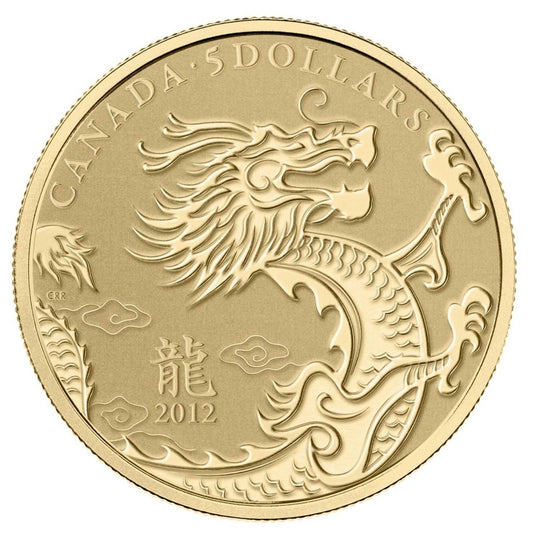 2012 Canada $5 Year of the Dragon 1/10oz. $5 Pure Gold Coin (No Tax)