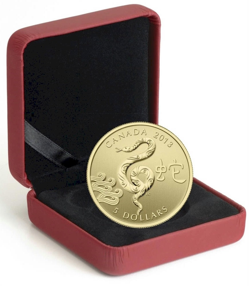 2013 Canada $5 Year of the Snake 1/10oz Pure Gold Coin (TAX Exempt)