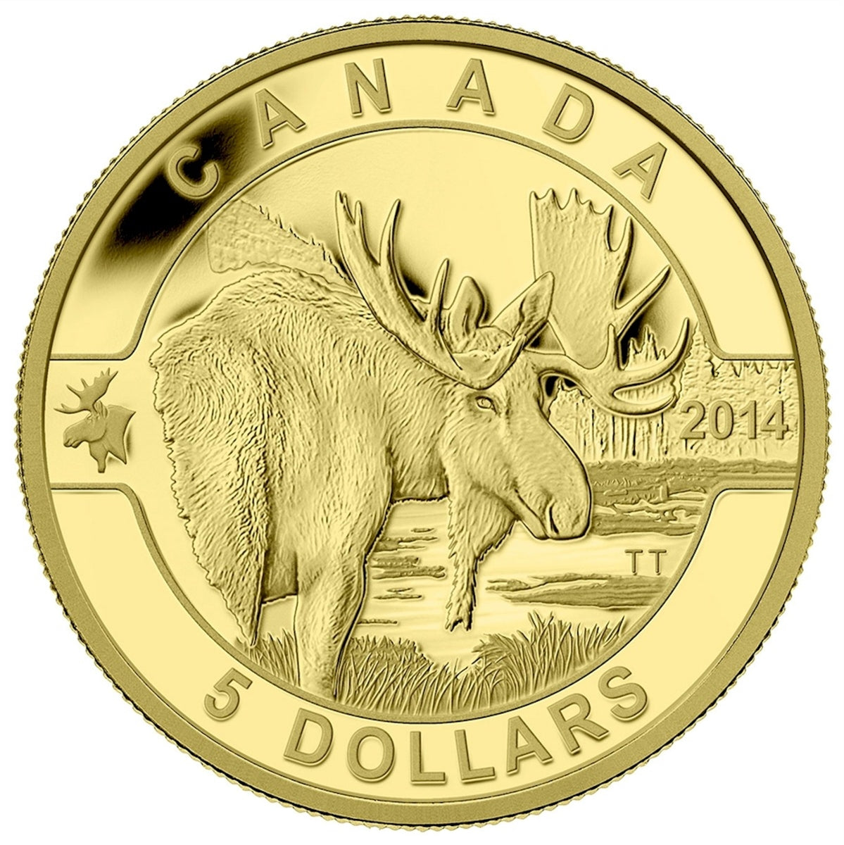 2014 $5 O Canada - Moose 1/10oz Pure Gold Coin (TAX Exempt)