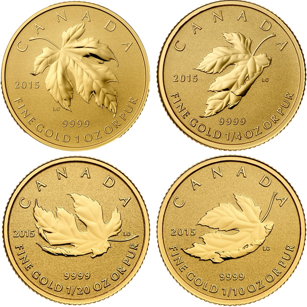 2015 Canada Pure Gold Fractional Set - The Maple Leaf (No Tax)