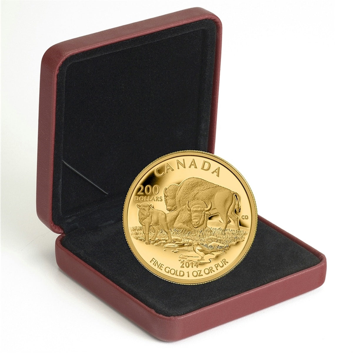 2014 Canada $200 The Bison - At Home On The Plains Gold (No Tax)