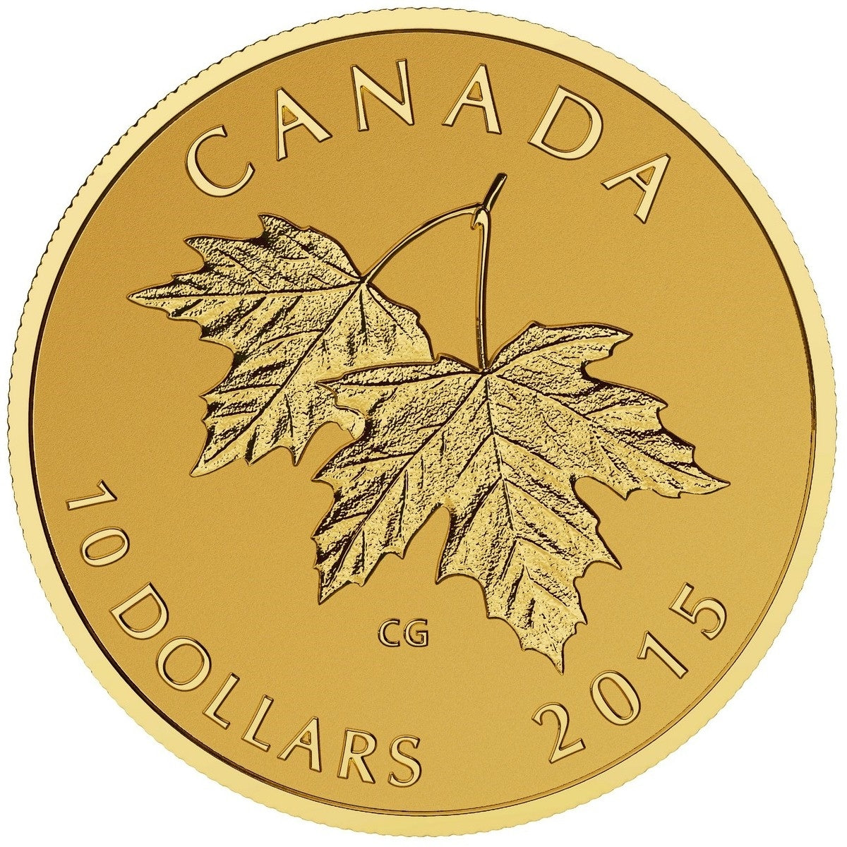 2015 Canada $10 Maple Leaves 1990 Effigy 1/4oz. Pure Gold Coin (TAX Exempt)