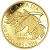 2016 Canada $500 Maple Leaves 5oz. Pure Gold Coin (TAX Exempt)