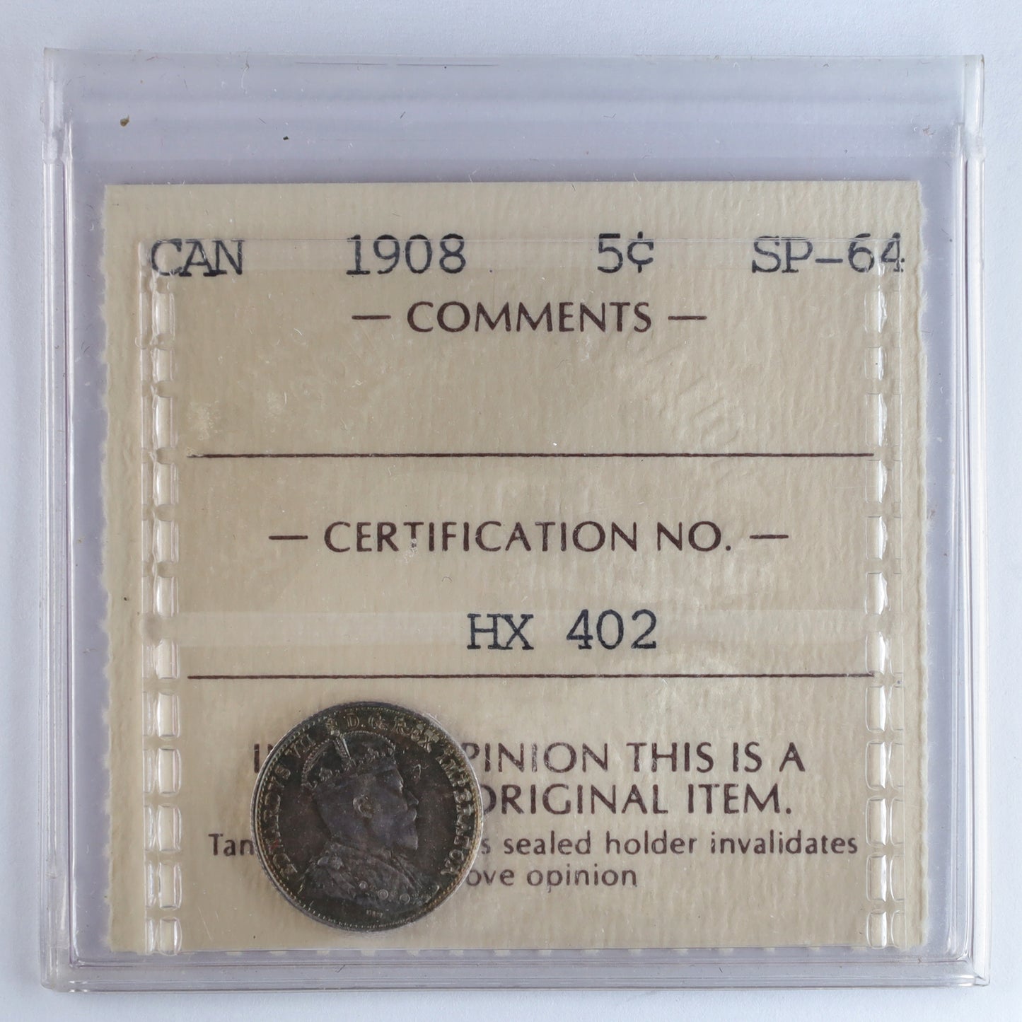 RARE 1908 Canada Specimen Set ICCS Certified SP63 & SP64 - Only 1,000 Minted!