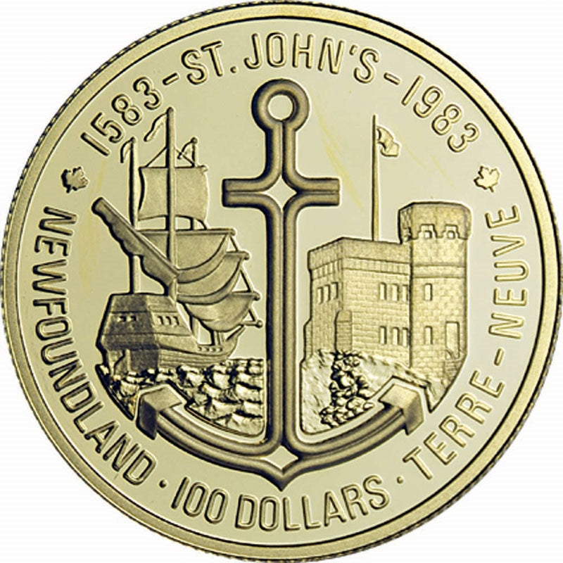 1983 Canada $100 Gilbert's Landing in Newfoundland 22K Gold Coin ...