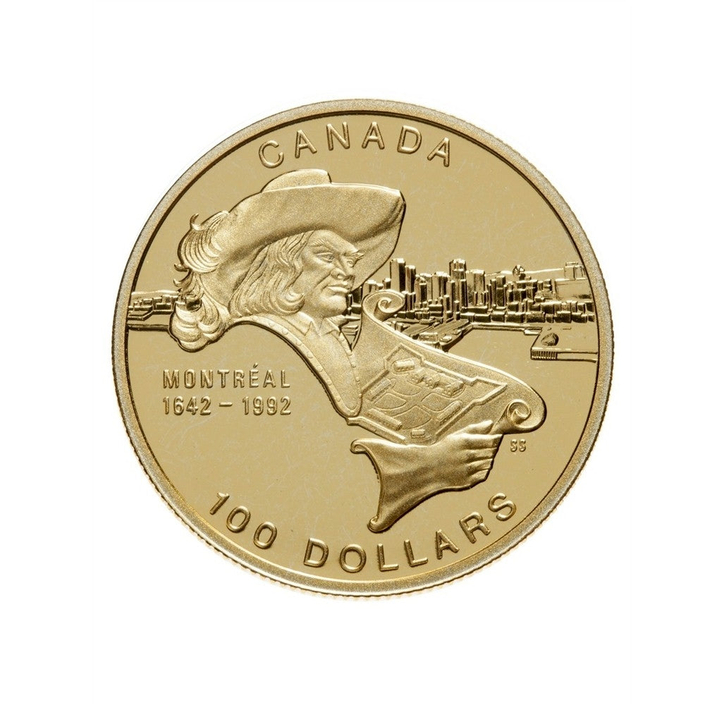 1992 Canada $100 Anniversary of the Founding of Montreal 14K Gold