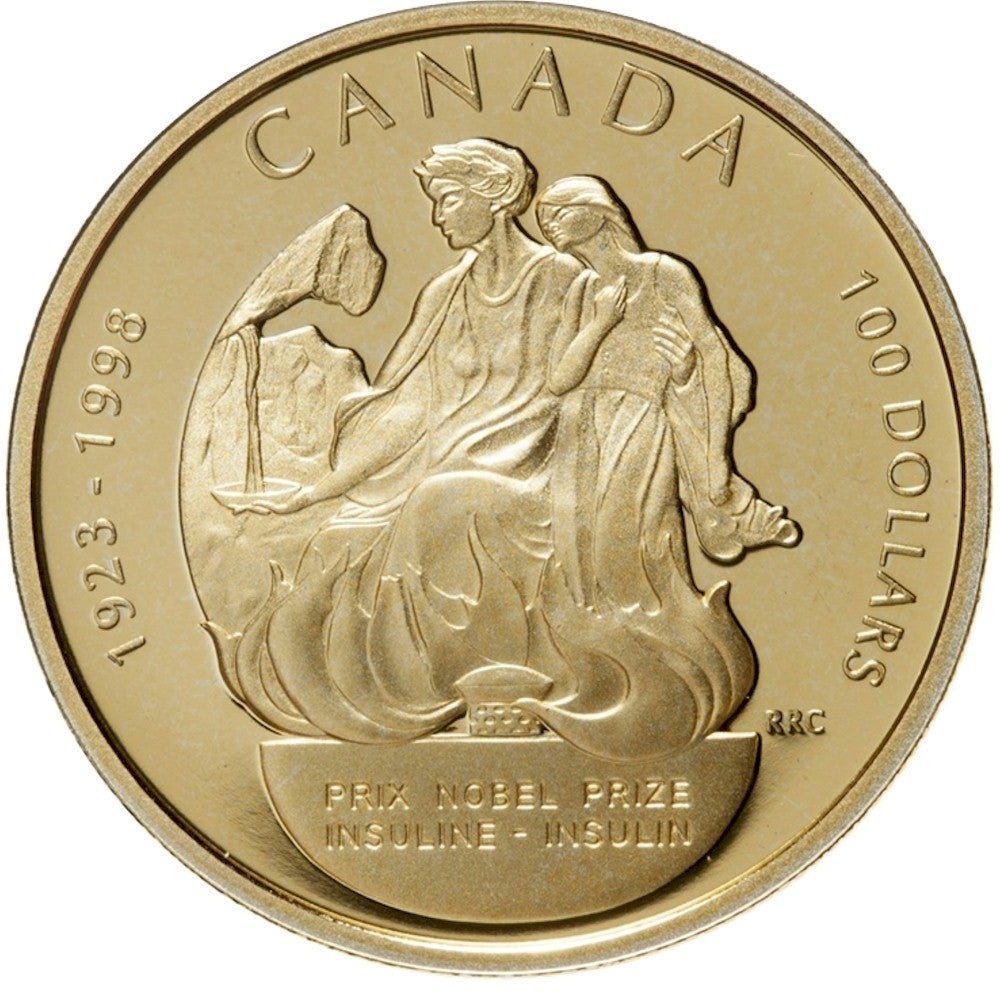 1998 Canada $100 Discovery of Insulin Nobel Prize 75th Anniversary 14K Gold
