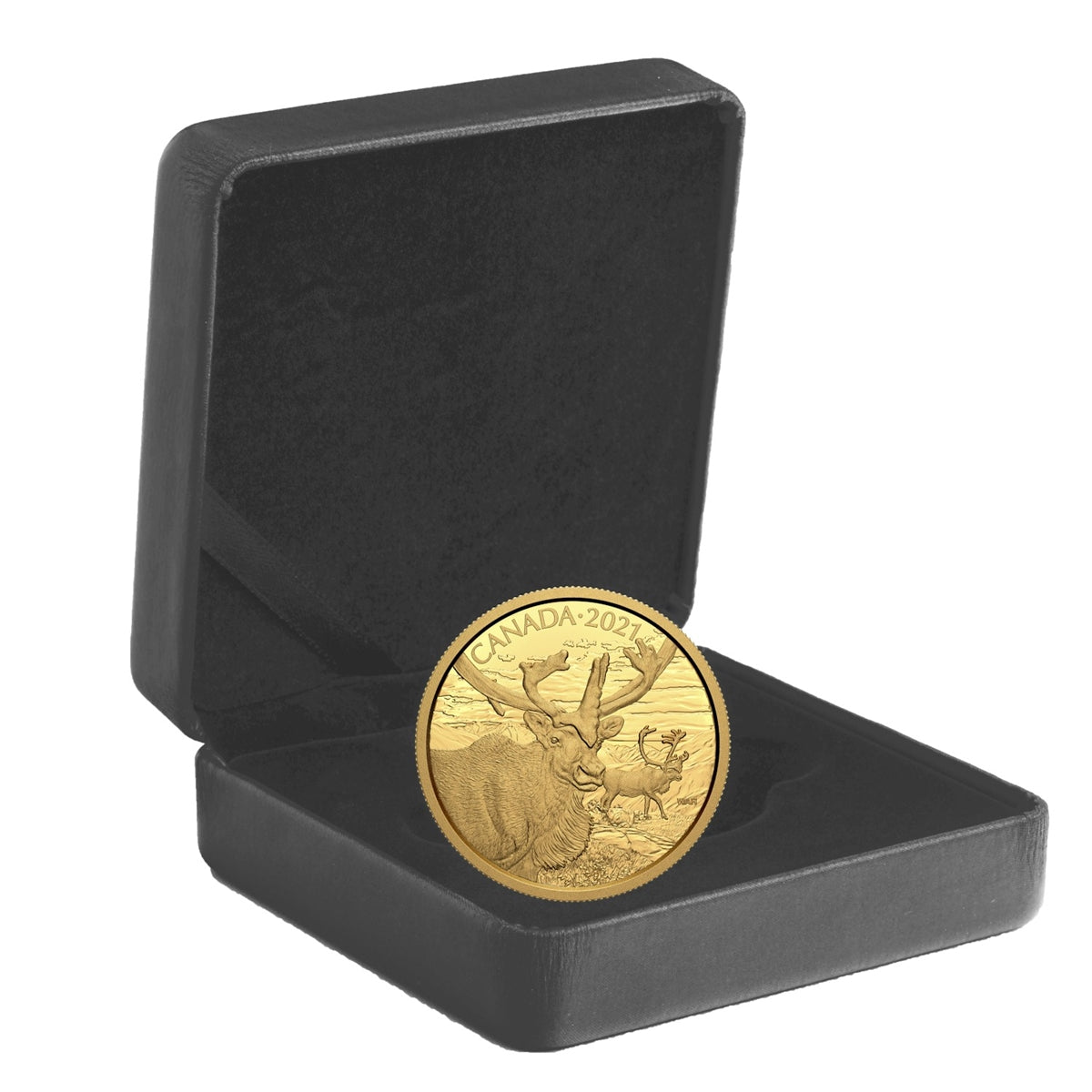 2021 $350 Canadian Wildlife Portraits: The Caribou Pure Gold (No Tax)