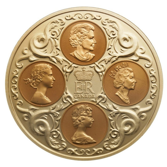 2004 Canada $300 14K Queen Elizabeth II Quadruple Cameo Portraits Gold