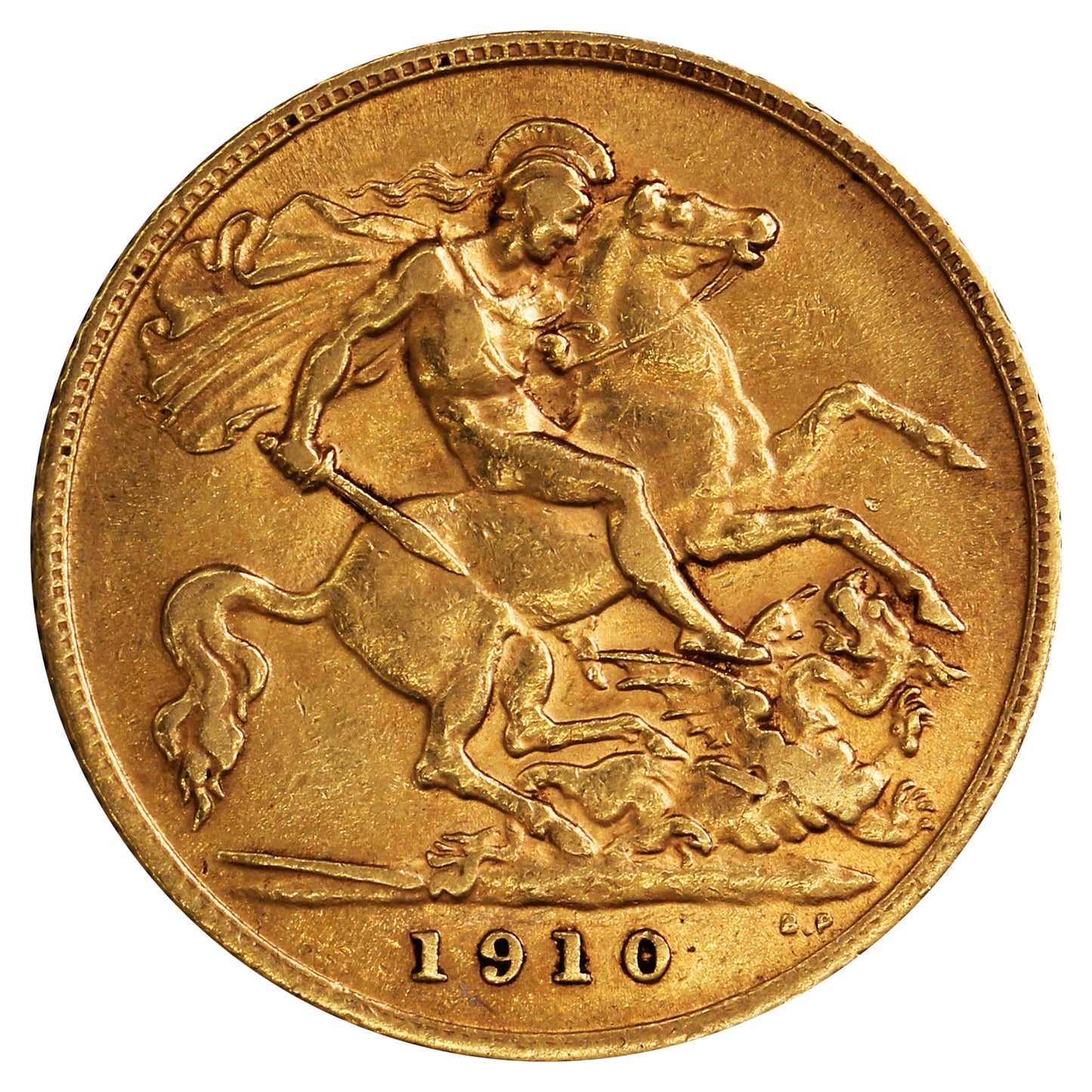 Great Britain 1910 Gold 1/2 Sovereign Almost Uncirculated (AU50)