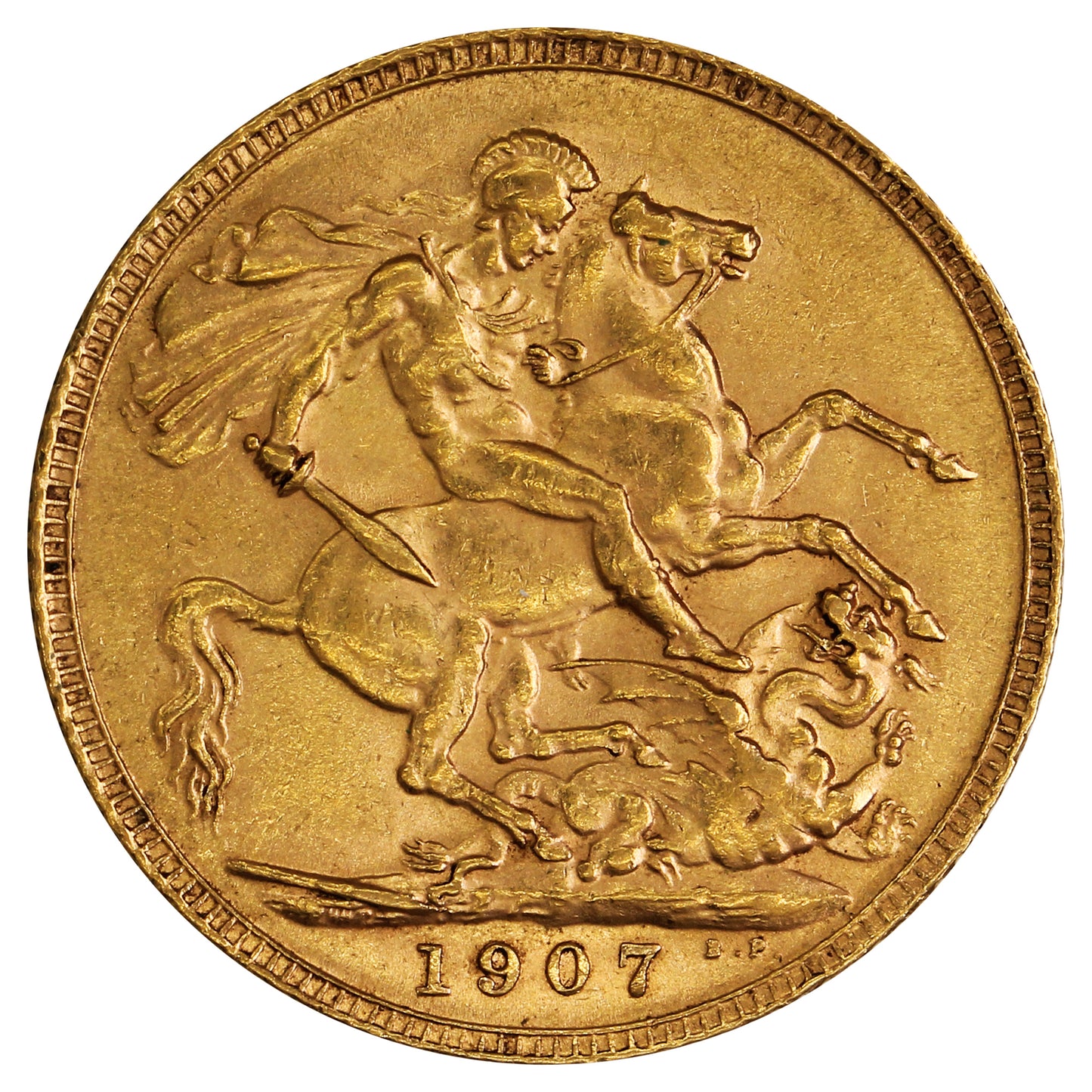 Great Britain 1907 Gold Sovereign AU-UNC (AU55)
