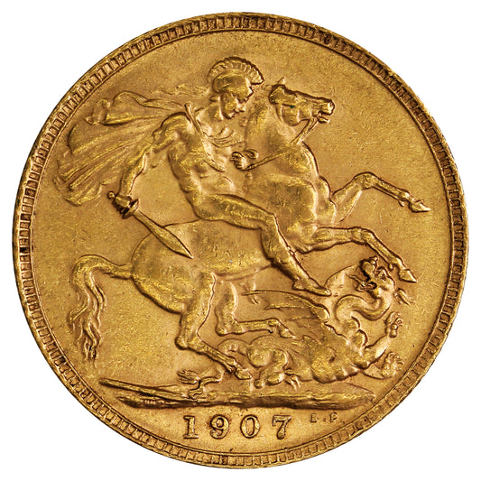Great Britain 1907 Gold Sovereign AU-UNC (AU55)