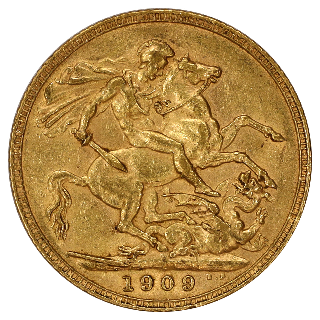 Great Britain 1909 Gold Sovereign EF-AU (EF45)