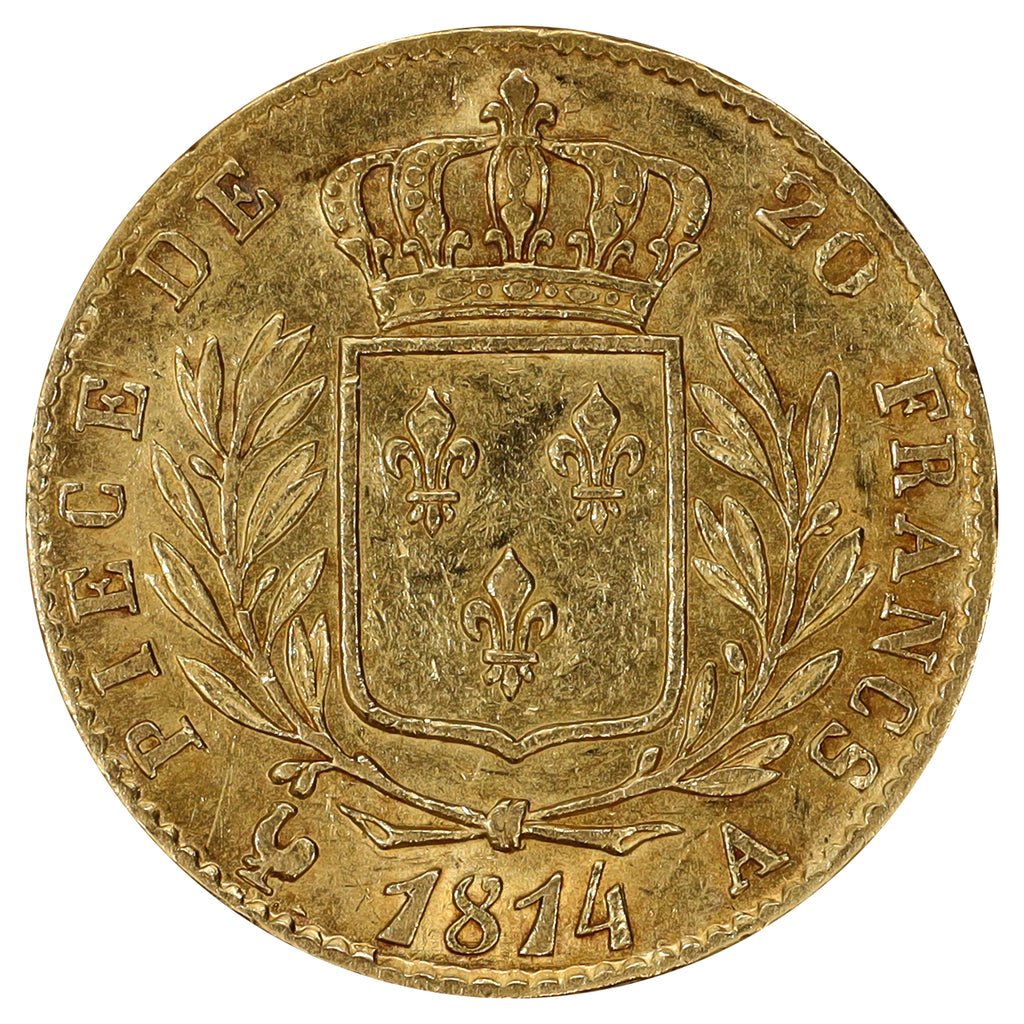 France 1814A Gold 20 Francs EF-AU (EF45)