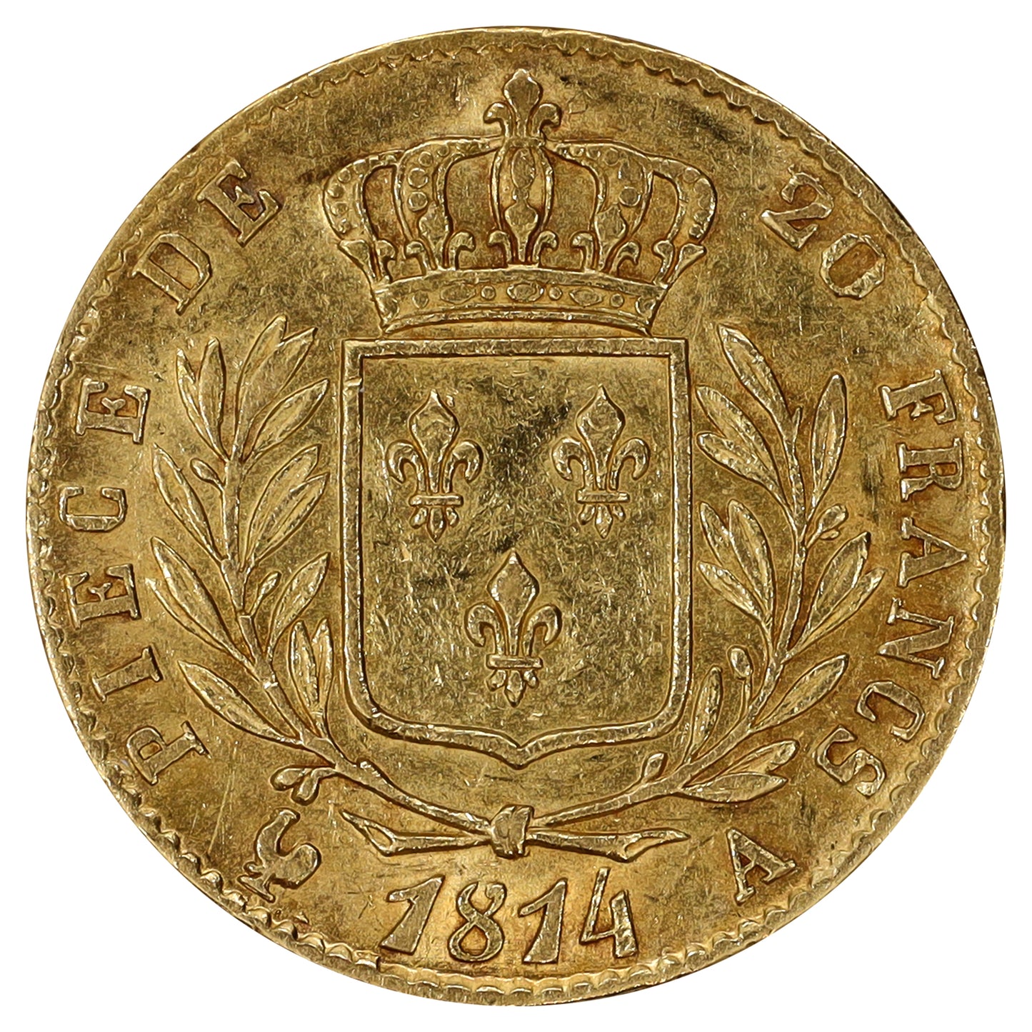 France 1814A Gold 20 Francs EF-AU (EF45)