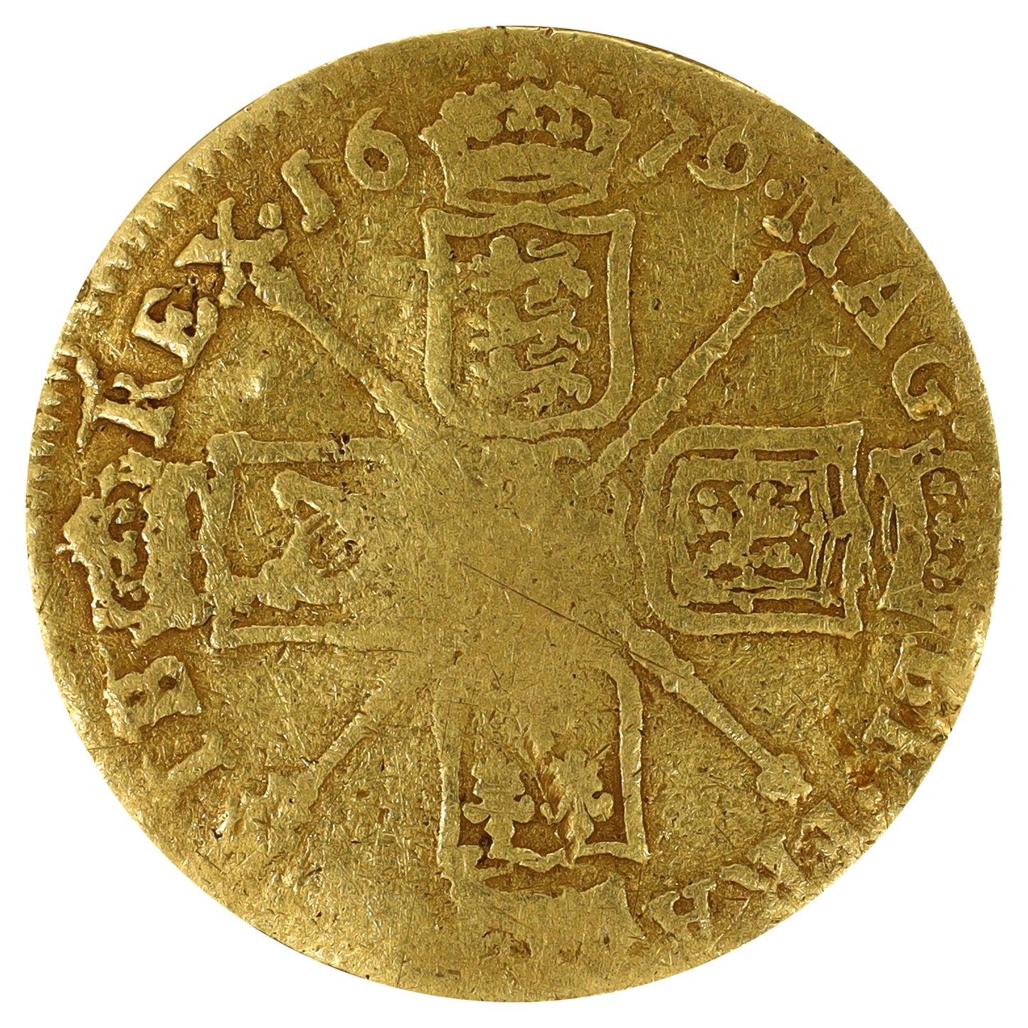 Great Britain 1679 Charles II Gold Guinea G-VG (G6)