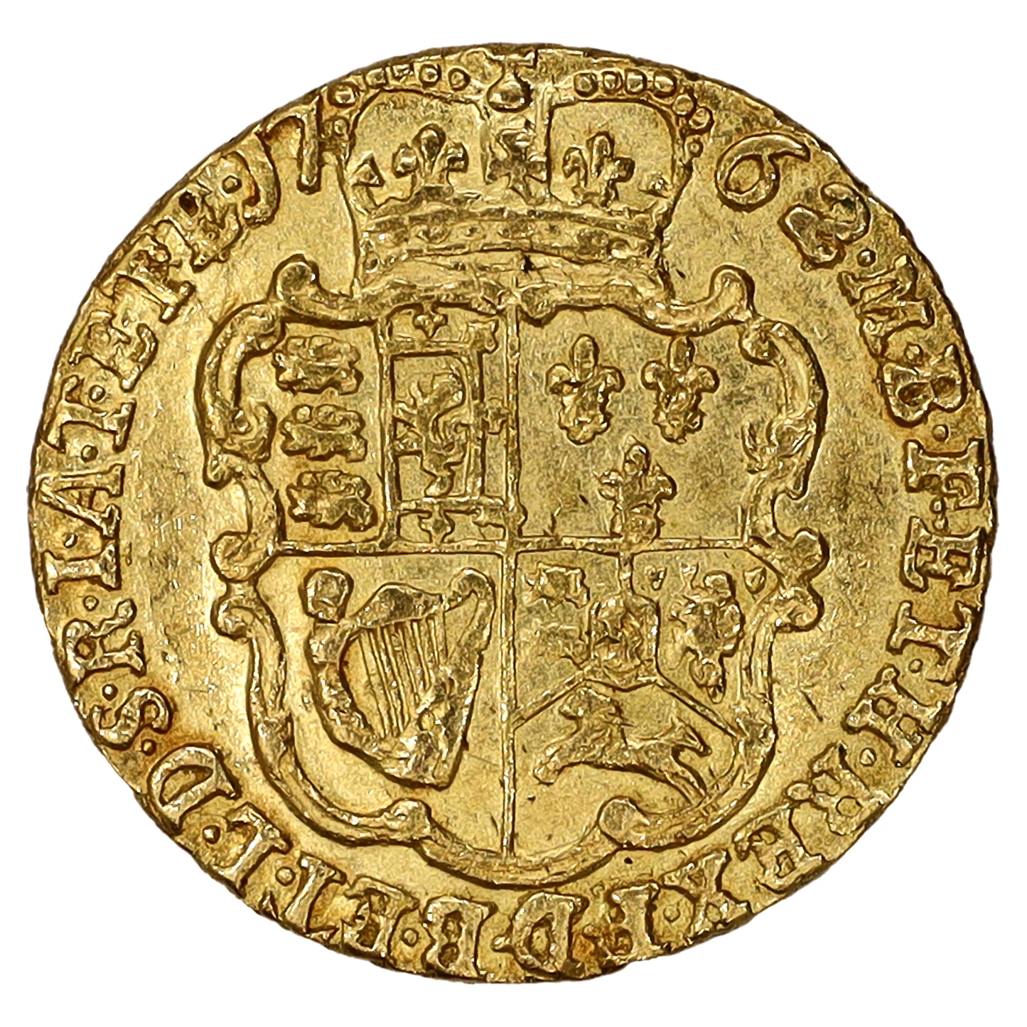 Great Britain 1762 George III Gold 1/4 Guinea AU-UNC (AU55)