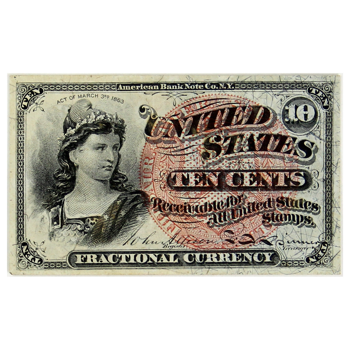 USA 1863 10 Cent Note, FR #1257, VF-EF