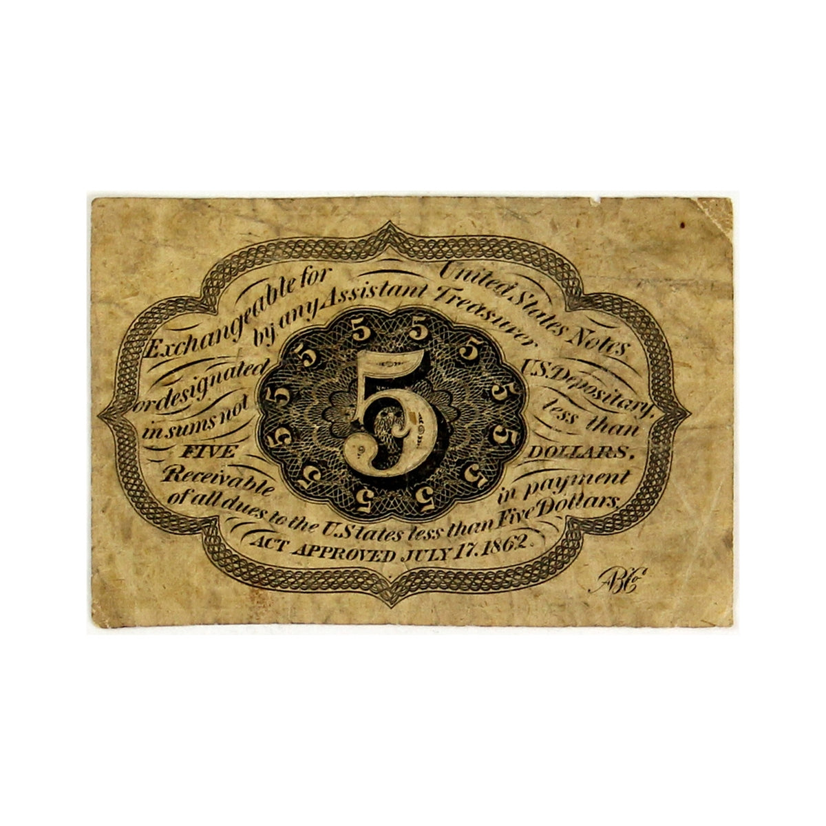 USA 1862 5 Cent Note, FR #1230, VF